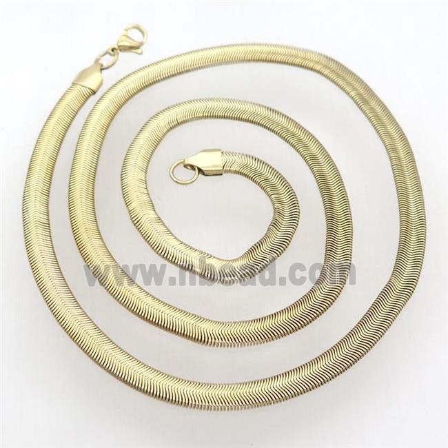 Stainless Steel Necklace Chain, gold plated, flat snake