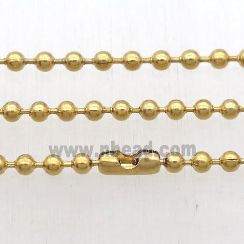 Stainless Steel Necklace Ball Chain, gold plated