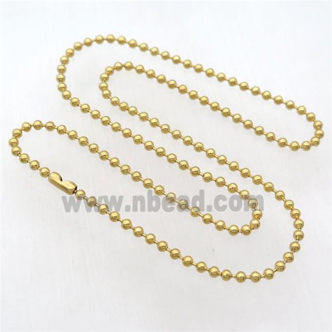 Stainless Steel Necklace Ball Chain, gold plated