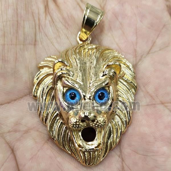 Stainless Steel Lionhead Pendant, Gold Plated