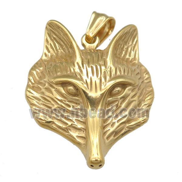 Stainless Steel Foxhead Pendant, Gold Plated