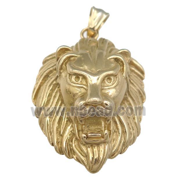 Stainless Steel Lionhead Pendant, Gold Plated