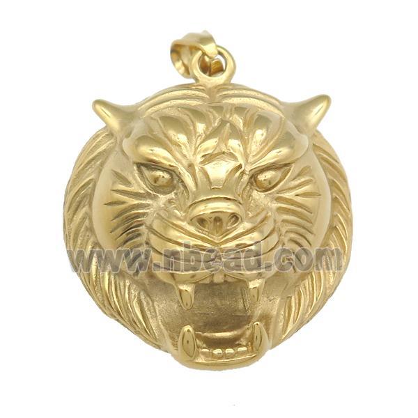 stainless steel catshead pendant, gold plated