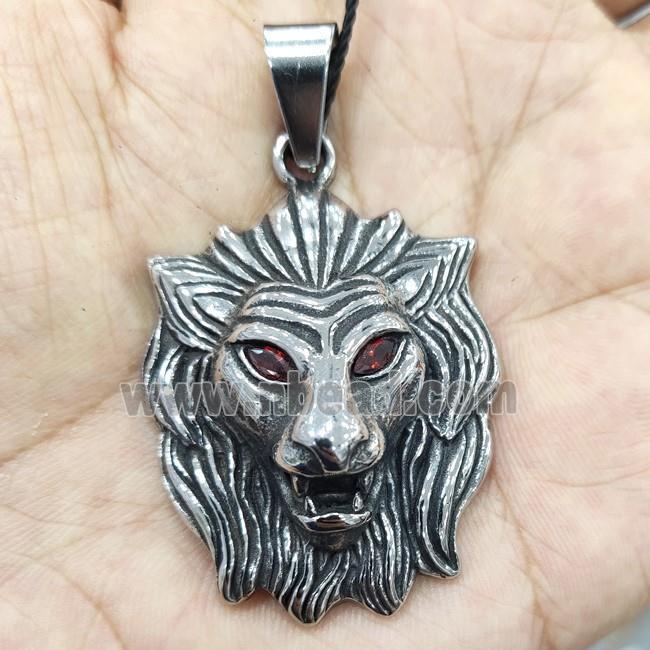 stainless steel Lion pendant, antique silver