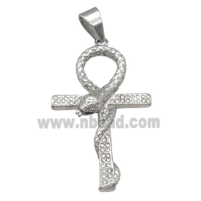 stainless steel snake cross pendant