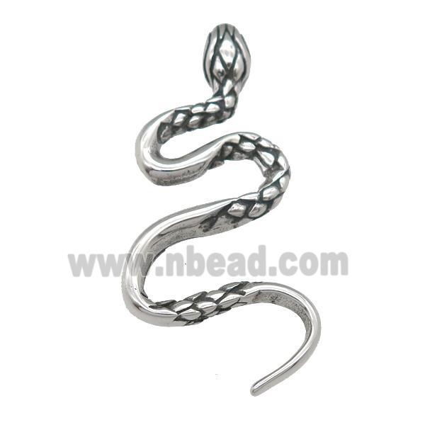 stainless steel snake pendant, antique silver