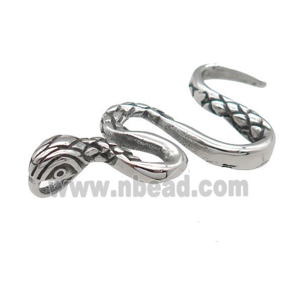 stainless steel snake pendant, antique silver