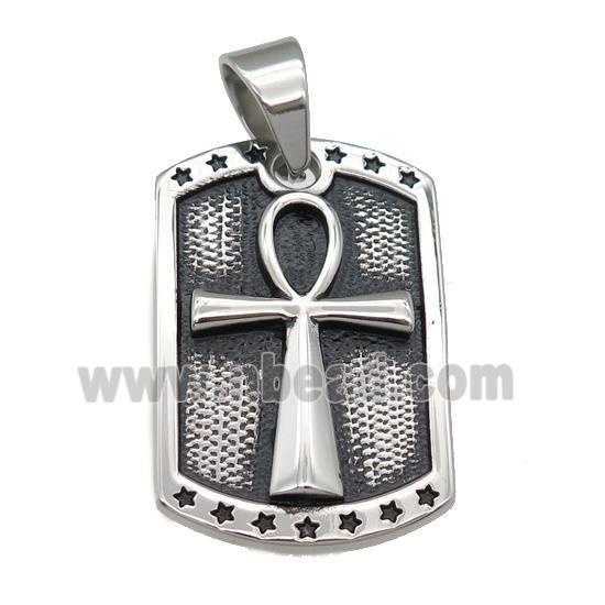 stainless steel cross pendant, antique silver