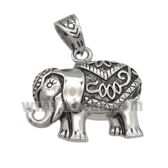 stainless steel elephant pendant, antique silver