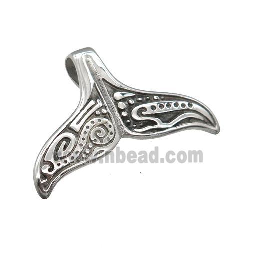 stainless steel shark-tail pendant, antique silver