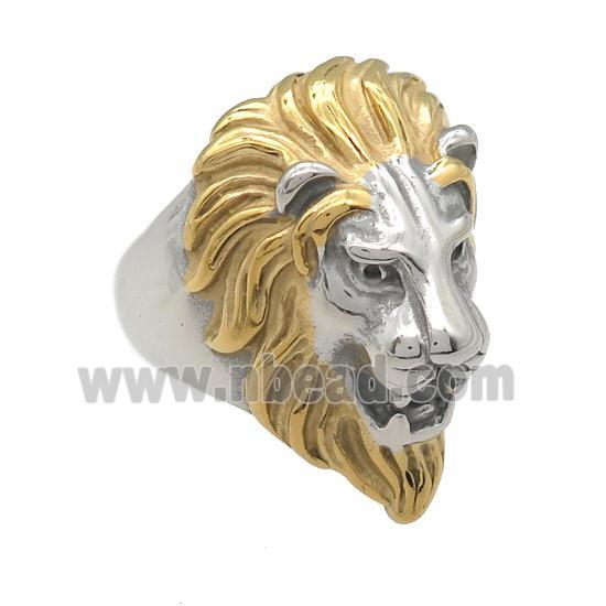 stainless steel Lion Ring, gold plated