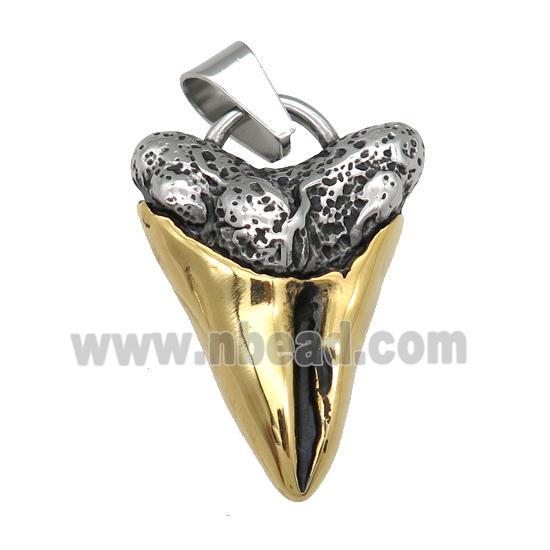 stainless steel shark-tooth pendant, gold plated
