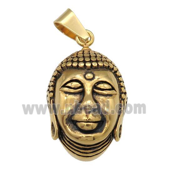 stainless steel buddha pendant, antique gold