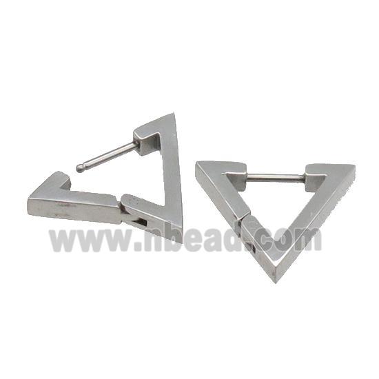 stainless steel Latchback Earring, triangle, platinum plated