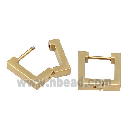 stainless steel Latchback Earring, square, gold plated