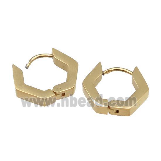stainless steel Latchback Earring, hexagon, gold plated