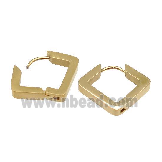 stainless steel Latchback Earring, square, gold plated