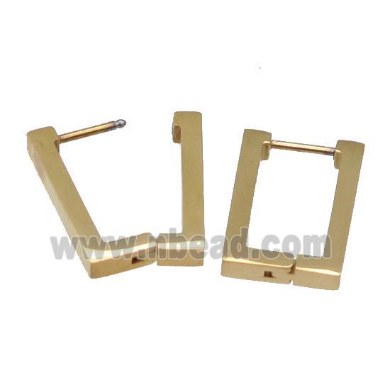 stainless steel Latchback Earring, rectangle, gold plated