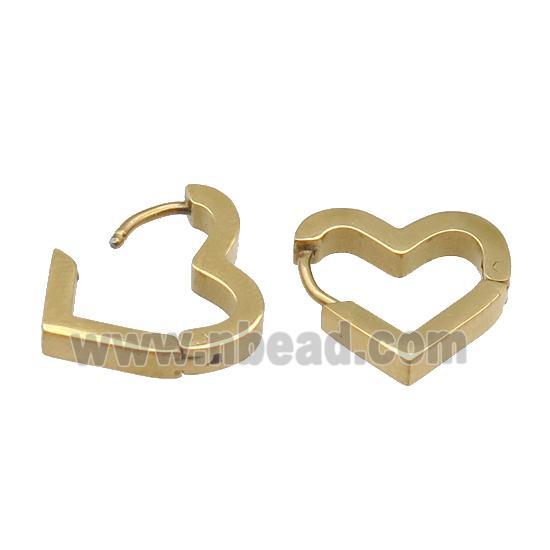stainless steel Latchback Earring, heart, gold plated