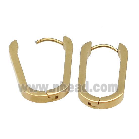 stainless steel Latchback Earring, oval, gold plated