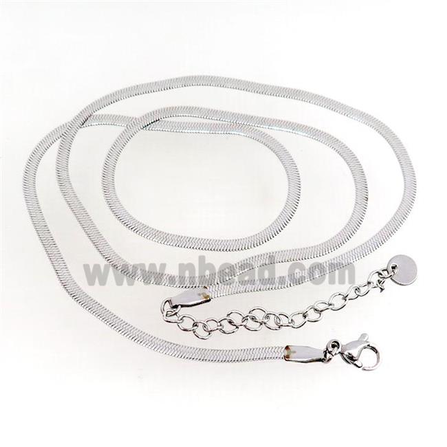 stainless steel necklace Chain, snakeskin, platinum plated