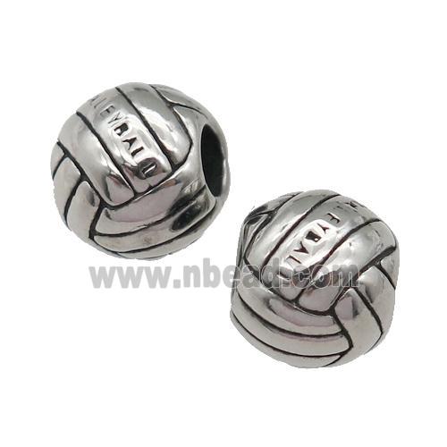 Stainless Steel round Beads, antique silver