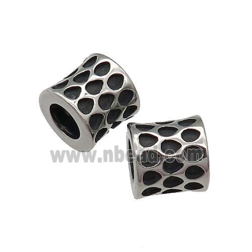 Stainless Steel Bamboo European Beads, large hole, antique silver