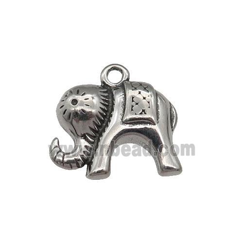 Stainless Steel elephant pendant, antique silver