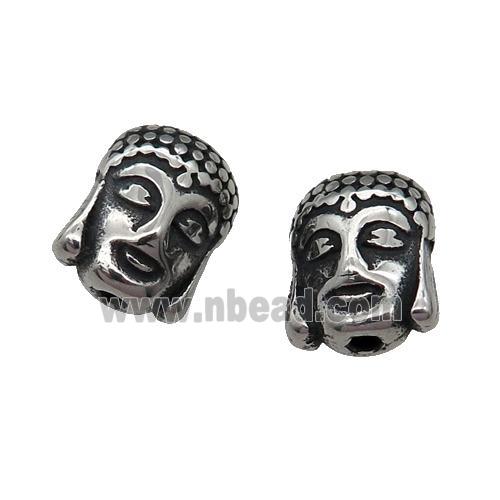 Stainless Steel buddha Beads, antique silver