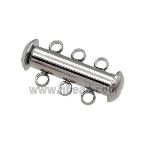 raw Stainless Steel Magnetic Clasp, 3-Strand Slide Tube