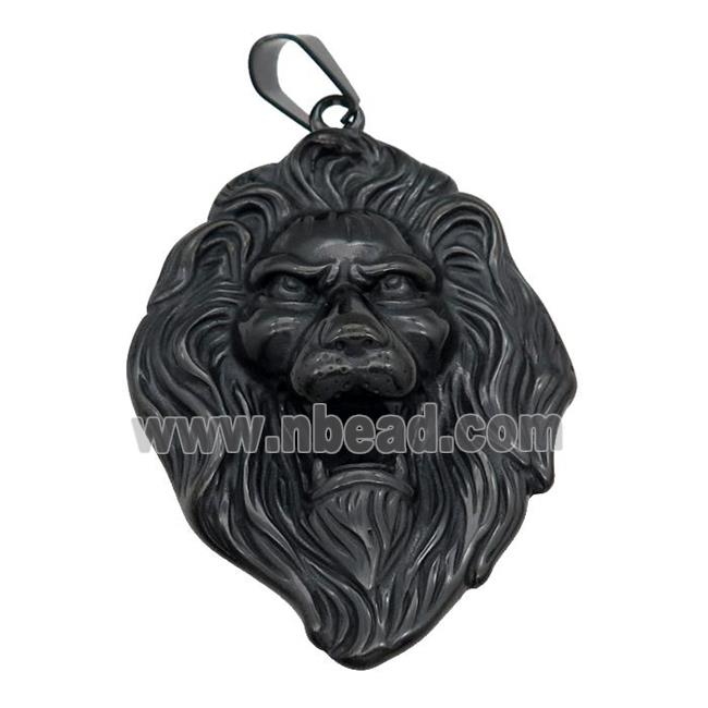 Stainless Steel Lion pendant, black plated