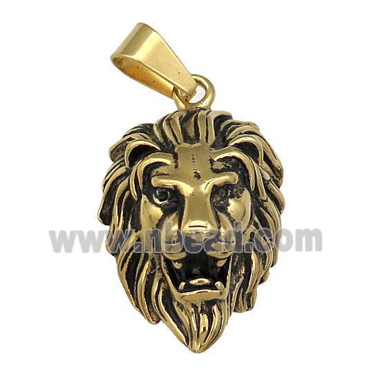 Stainless Steel Lion Charms Pendant Antique Gold