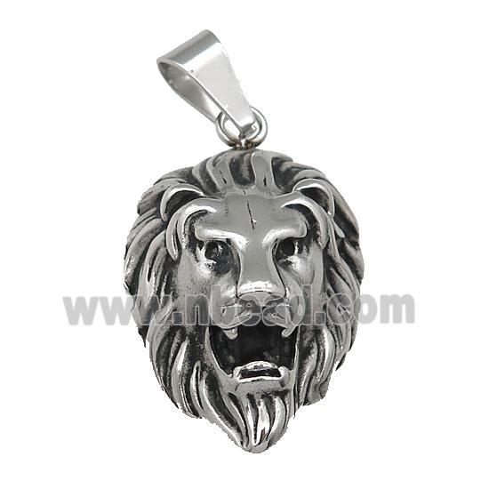 raw Stainless Steel charm Lion pendant