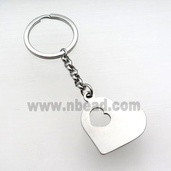 raw Stainless Steel keychain pendant heart