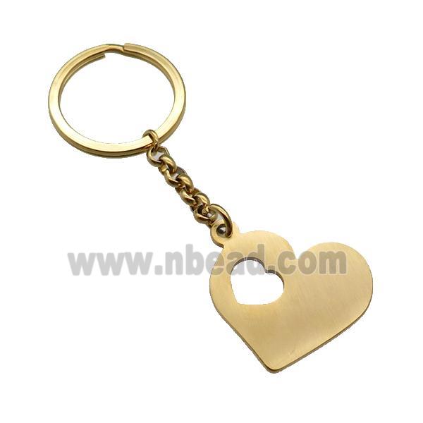 Stainless Steel keychain pendant heart gold plated