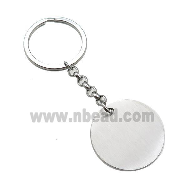 raw Stainless Steel keychain pendant circle