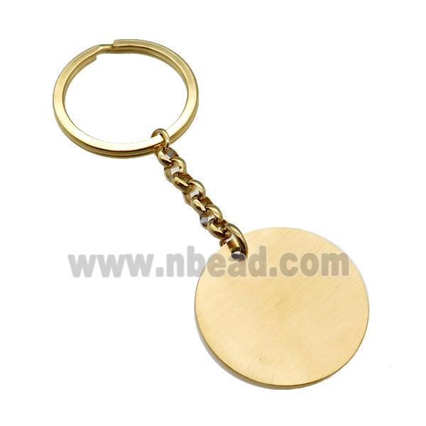Stainless Steel keychain pendant circle gold plated