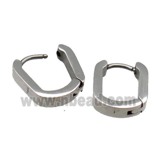 raw Stainless Steel Latchback Earring oval