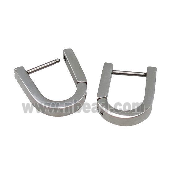 raw Stainless Steel Latchback Earring U-shape