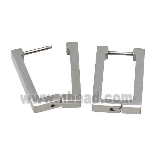 raw Stainless Steel Latchback Earring rectangle