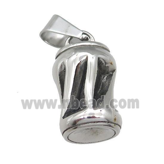 Stainless Steel cans bottle pendant antique silver