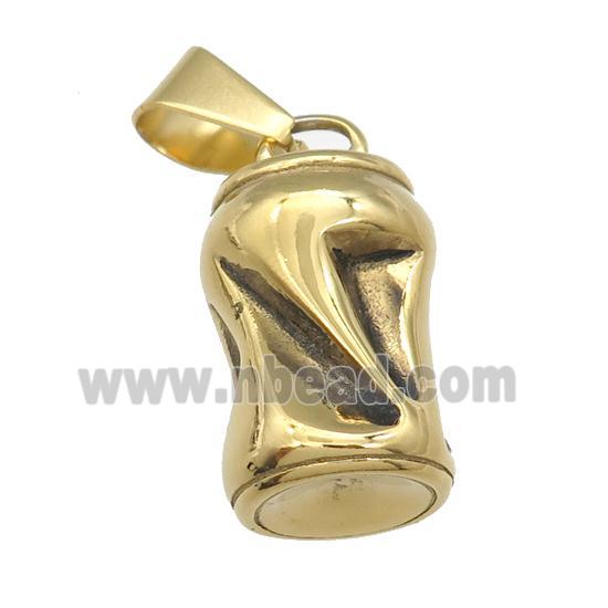 Stainless Steel cans bottle pendant antique gold
