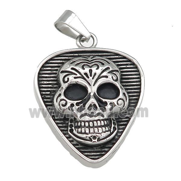 Stainless Steel Skull charm pendant antique silver