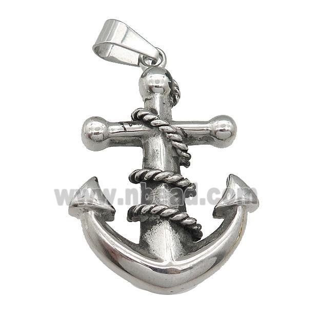 Stainless Steel anchor charm pendant antique silver