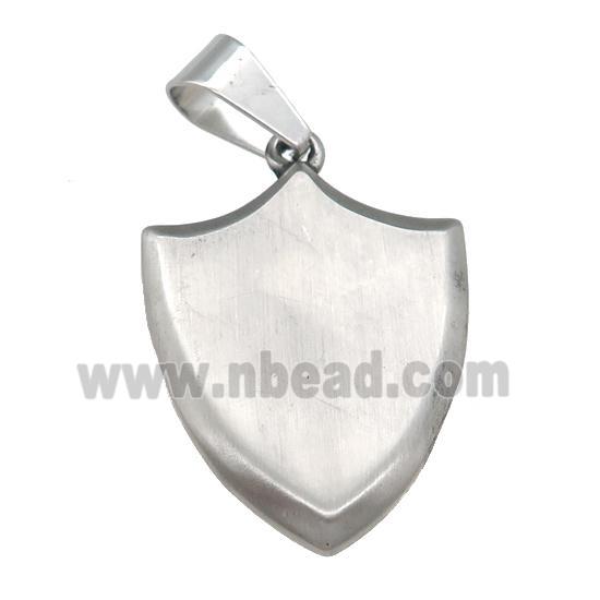 raw Stainless Steel shield pendant