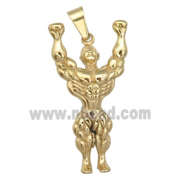 Stainless Steel pendant Muscle Man gold plated