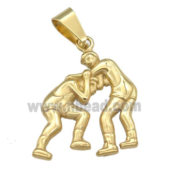 Stainless Steel rassling pendant man gold plated