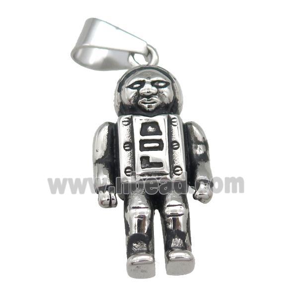Stainless Steel astronaut pendant antique silver