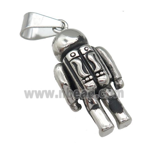 Stainless Steel astronaut pendant antique silver