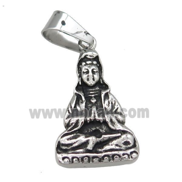 Stainless Steel buddha pendant antique silver